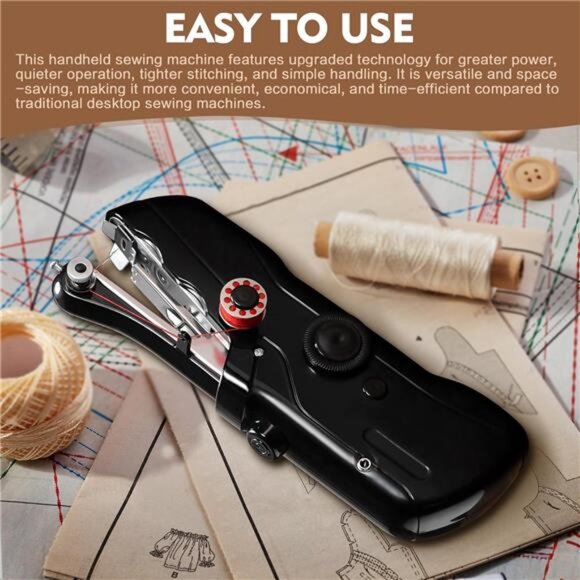 Handheld Sewing Machine with Black Storage Case and 109-Piece Sewing Kit, Mini - Picture 6 of 8